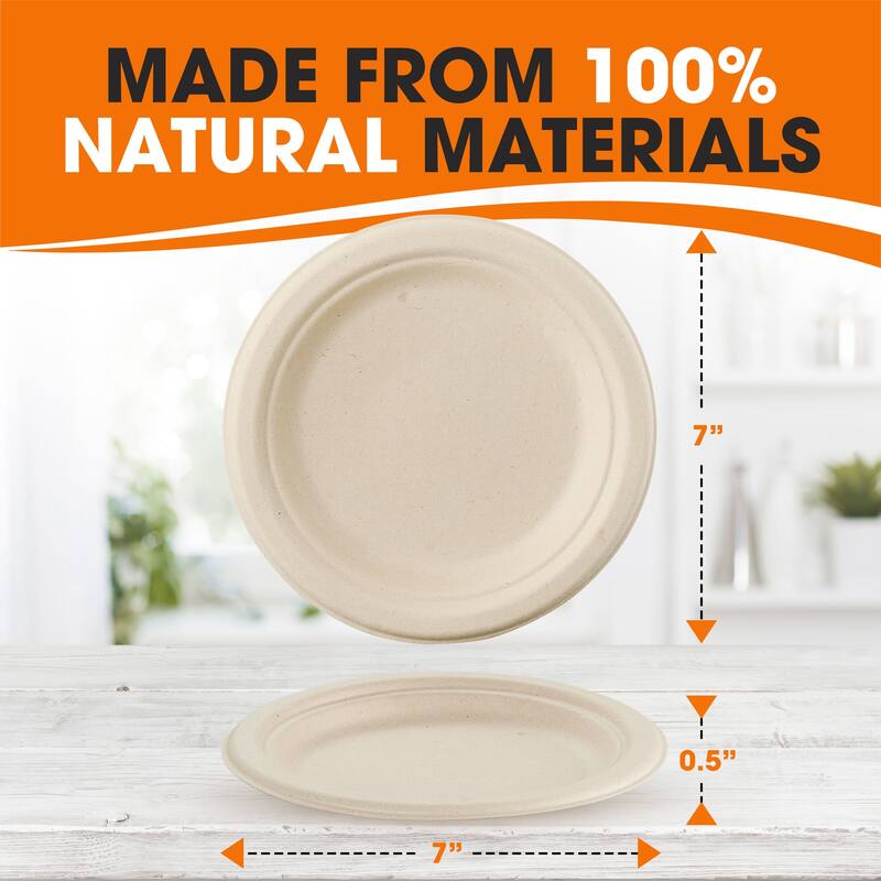 Cheer Collection Compostable 7 Inch Paper Plates, 200 Pack - 7 inch