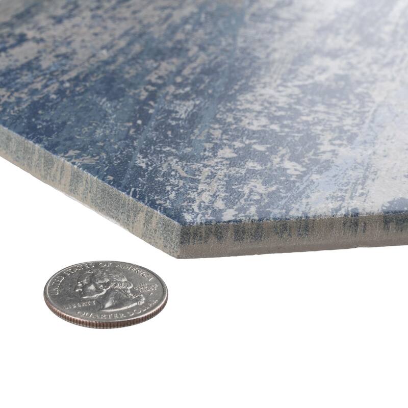 Merola Tile Cassis Hex Blue 8-5/8" x 9-7/8" Porcelain Floor and Wall Tile