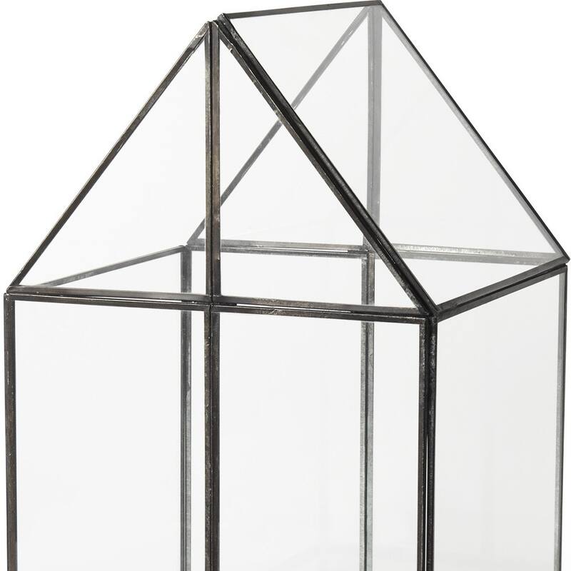 HomeRoots Clear Glass and Metal Terrarium Box
