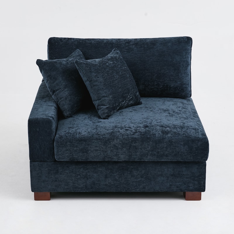 41" W Modern Chenille Corner Arm Accent Chair Sectional Module with Pillows