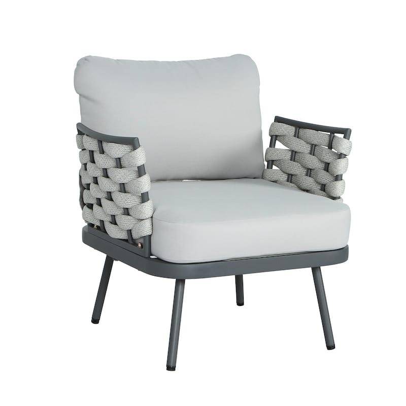 Roomfitters Outdoor Steel Club Chair with Cushions, Set of 2