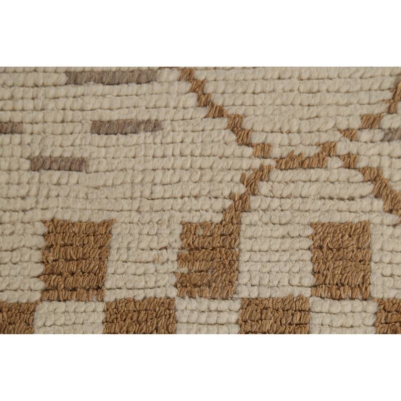 All-Over Moroccan Abstract Area Rug Hand-Knotted Oriental Wool Carpet - 6'2"x 9'10"