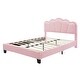preview thumbnail 4 of 48, Twin/Full Size Upholstered Bed Frame with Flower Shaped Headboard, Elegant Platform Bed with Wooden Slats Support & LED Light