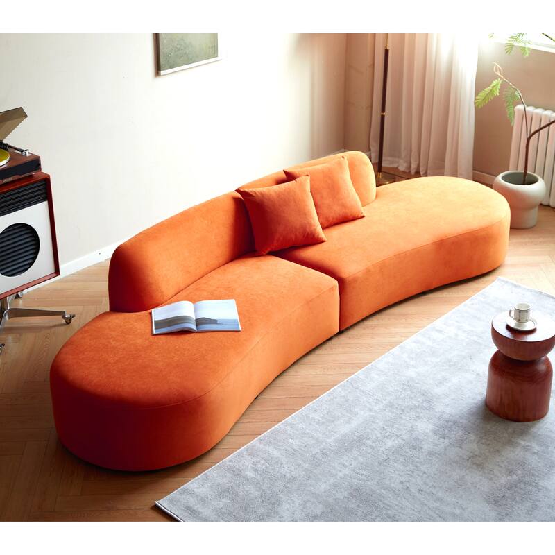 132.3 inch Large Size Elegant Half Moon Design Curved 6-Seat Sofa with High-Density Foam Filled