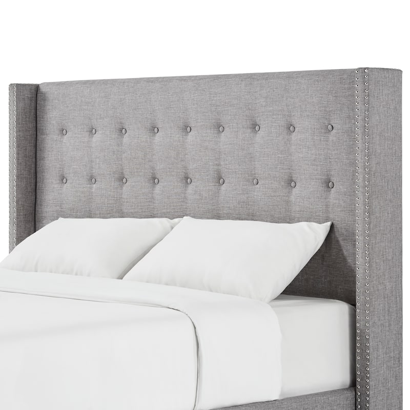 Melina Tufted Linen Wingback Platform Bed by iNSPIRE Q Bold