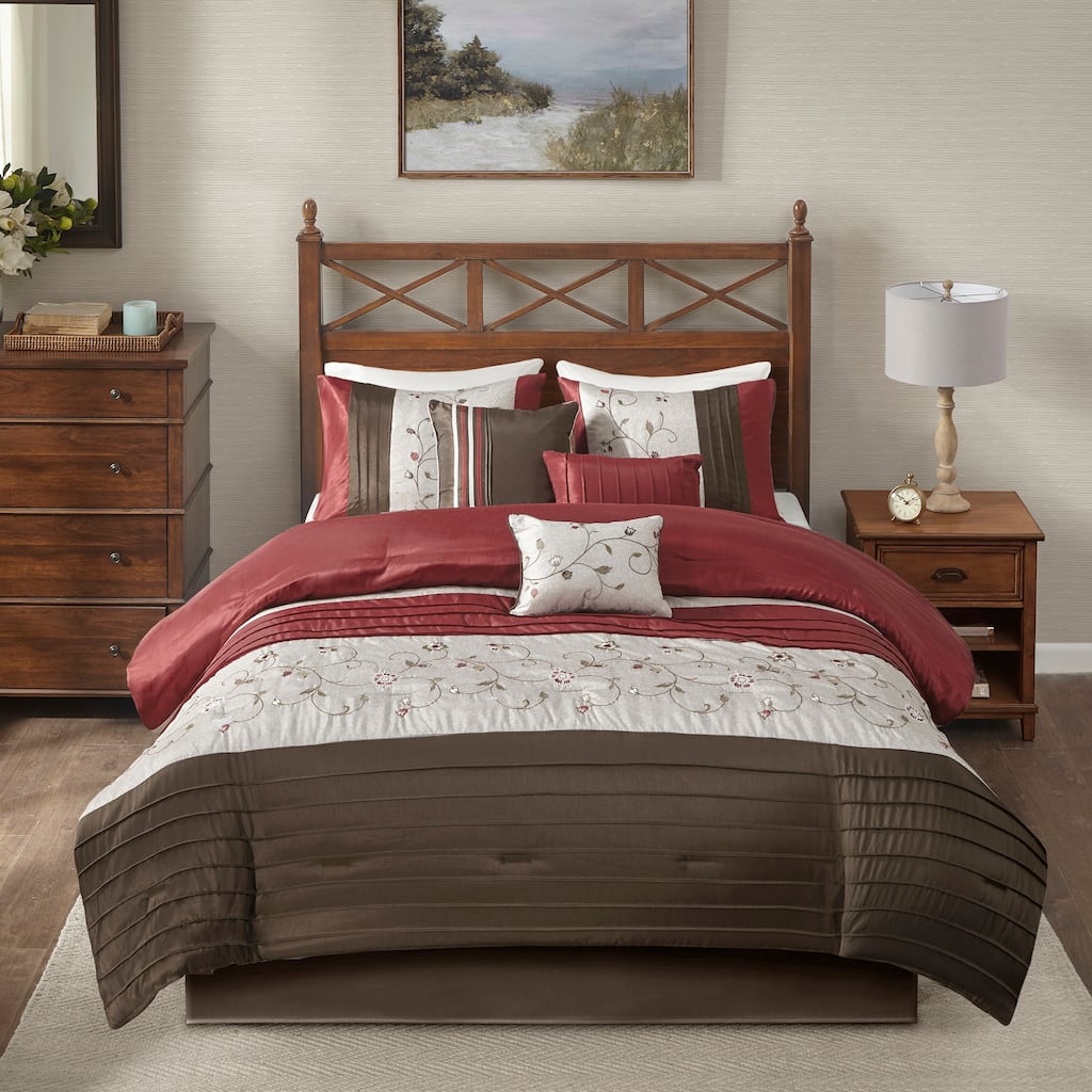 Madison Park Serene Red 7-Piece Comforter Set
