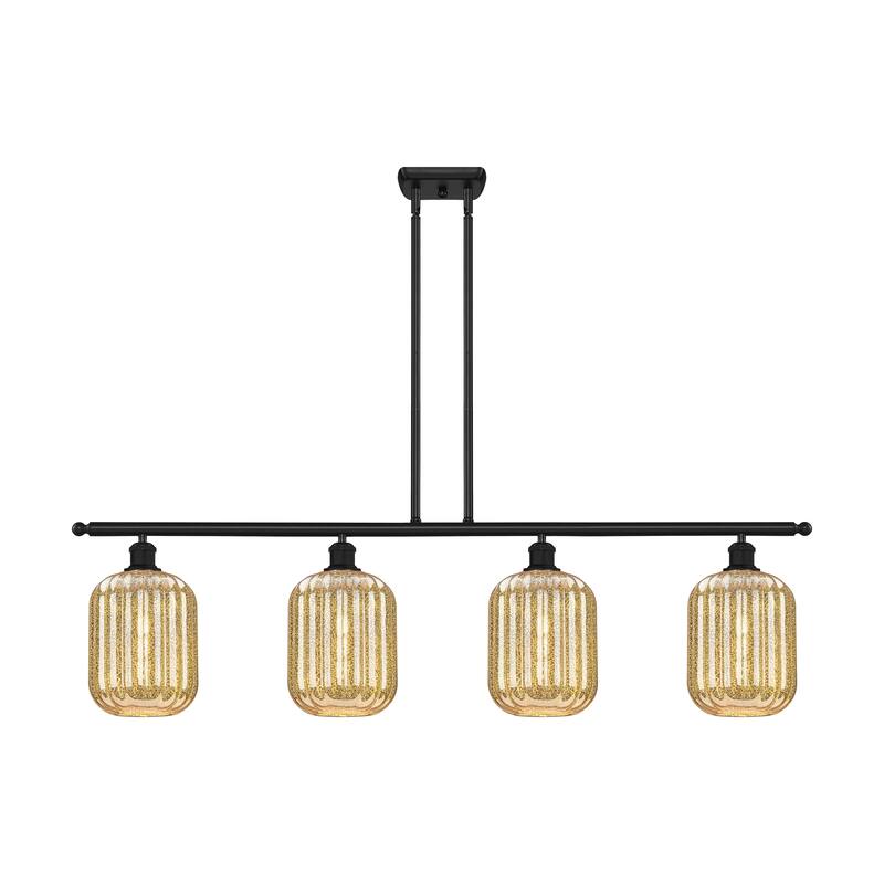 Innovations Lighting Endless Possibilities Ballston - Preston - 4 Light 48" Jar Shade Stem Hung Island Light - Mercury/Matte Black