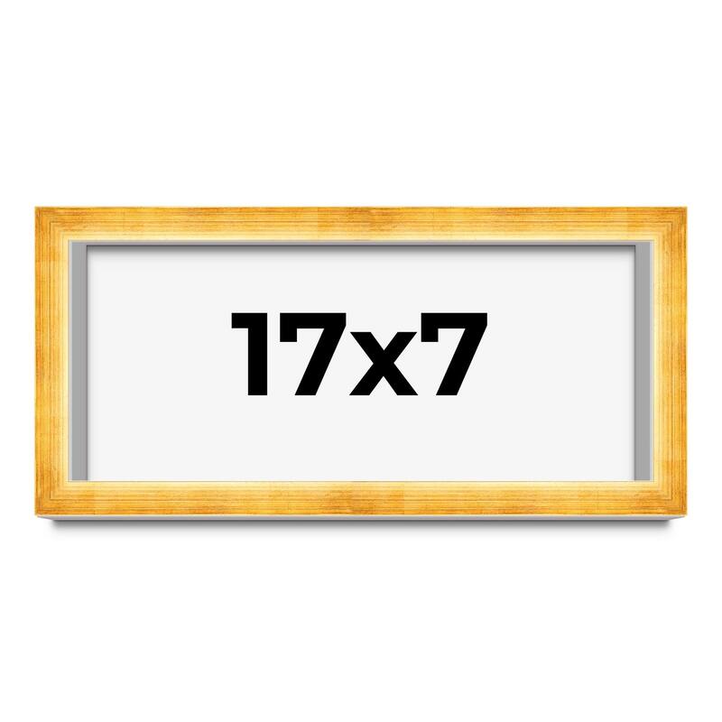 17x7 Shadow Box Frame Gold | 1.625 Inches Deep Real Wood Traditional