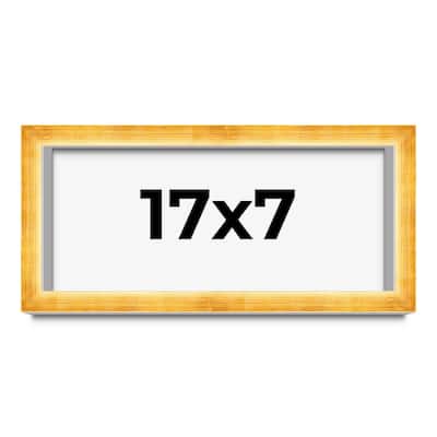 17x7 Shadow Box Frame Gold | 1.625 Inches Deep Real Wood Traditional