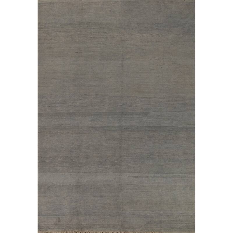 Striped Gray Gabbeh Oriental Area Rug Handmade Wool Carpet - 6'3" x 9'3"