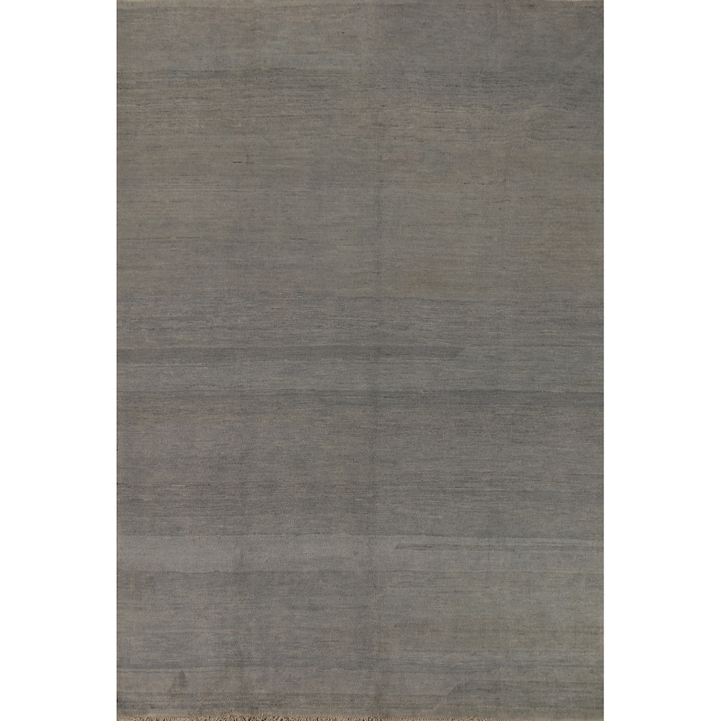 Striped Gray Gabbeh Oriental Area Rug Handmade Wool Carpet - 6'3" x 9'3"