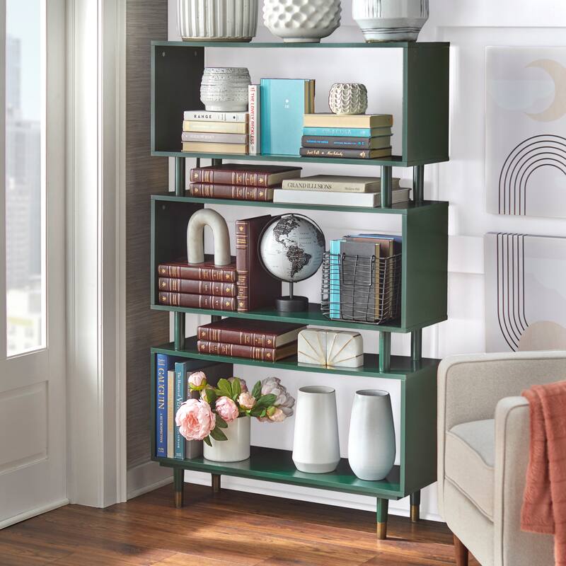 Simple Living Margo Mid-century Modern 3-tier Bookshelf - 59.5"h x 36"w x 11.8"d - Green
