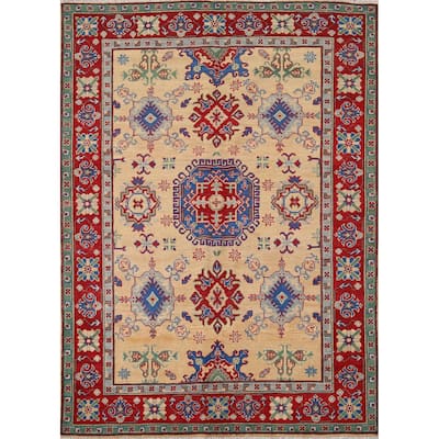 Kazak Oriental Area Rug Hand-Knotted Wool Carpet - 5'0" x 6'3"