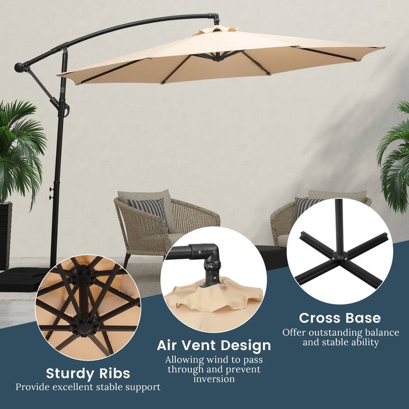 Weller 10-foot Offset Cantilever Hanging Patio Umbrella