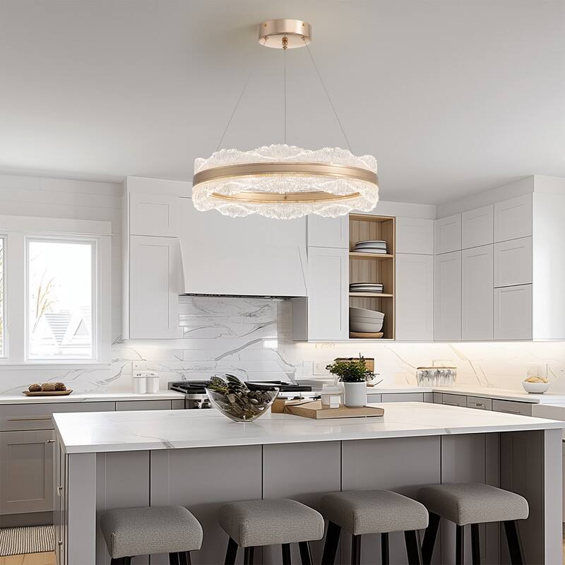 20 in. Brass Modern Chandelier Glam Brass Pendant Lighting for Kitchen Island Dining Room