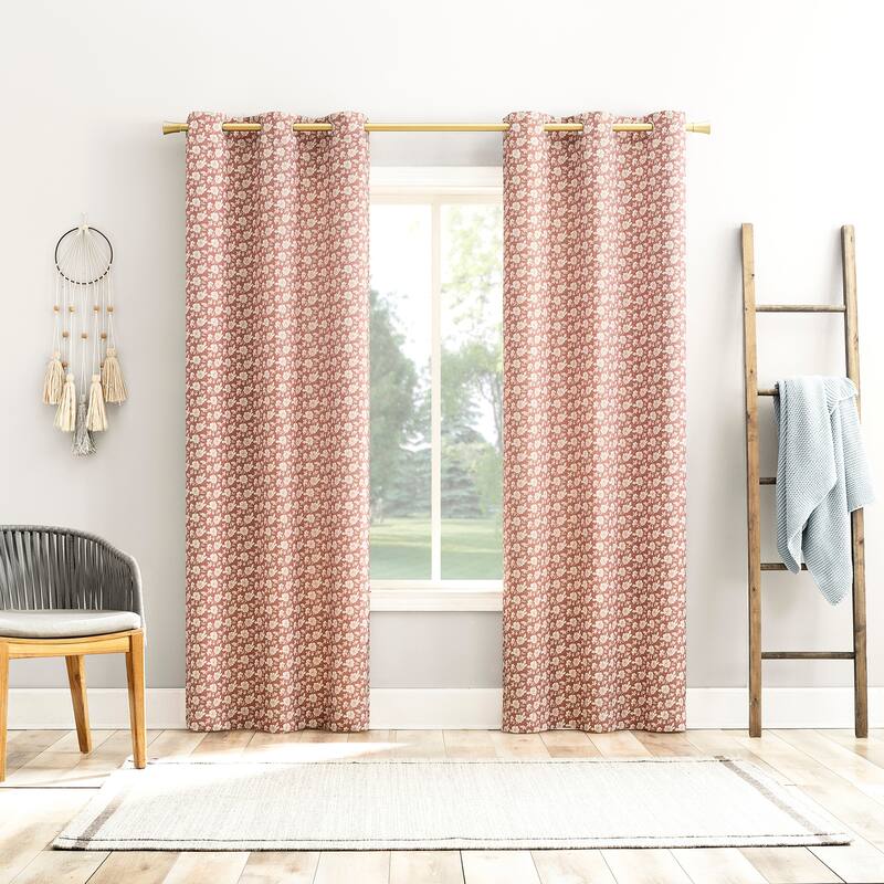 No. 918 Talia Tonal Floral Semi-Sheer Grommet 1-Piece Curtain Panel, Single Panel