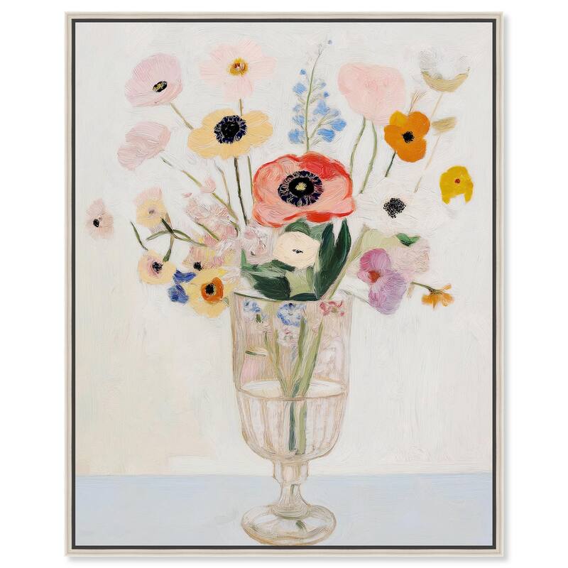 Gentle Bouquet Canvas by Art Remedy - 30" x 36" - Silver