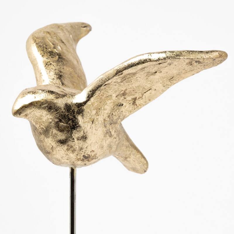 Set of Three Gold Bird Sculptures - 4"W x 11"D x 16"H