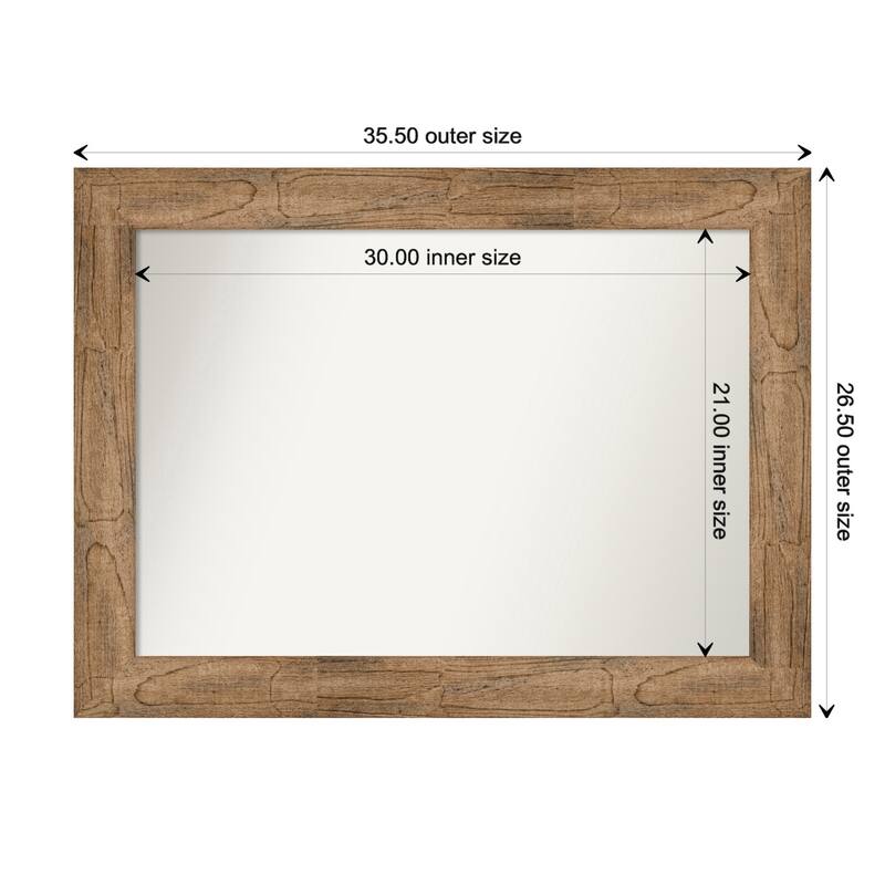 Owl Brown Framed Non-Beveled Custom Wall Mirror, Bathroom Vanity Mirror - Outer Size: 35.5 x 26.5