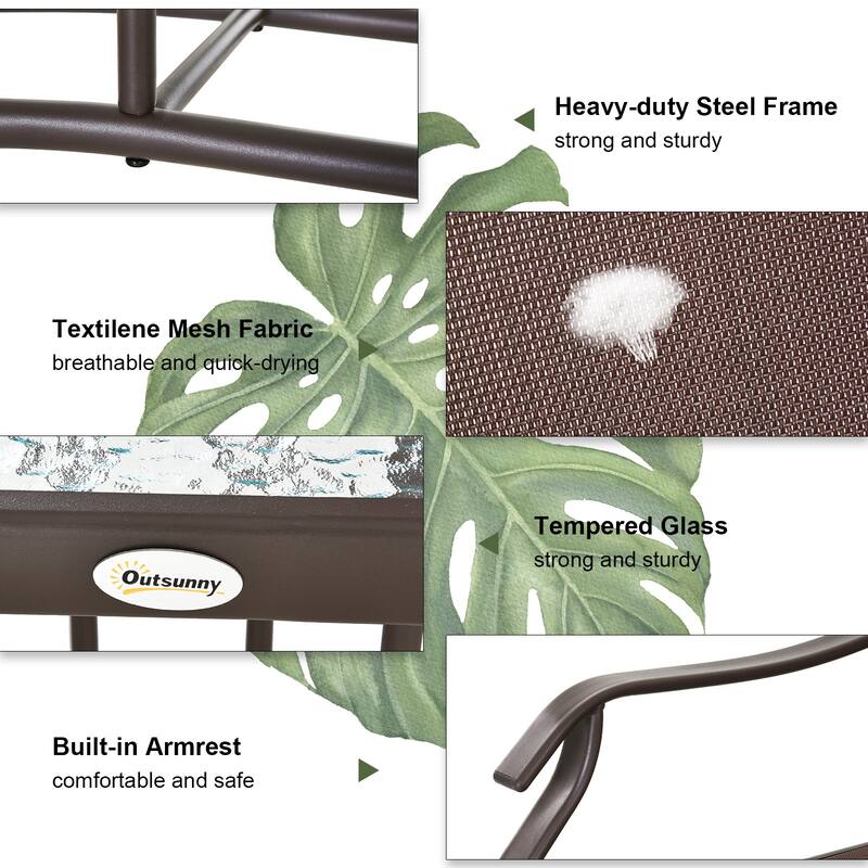 Outsunny 3-pc. Outdoor Sling Fabric Gliding Rocker Chairs w/ Table