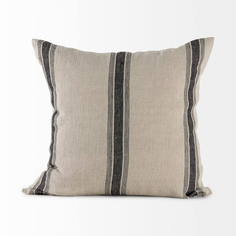 Hattie 13L x 21W Beige and Black Fabric Striped Decorative Pillow Cover
