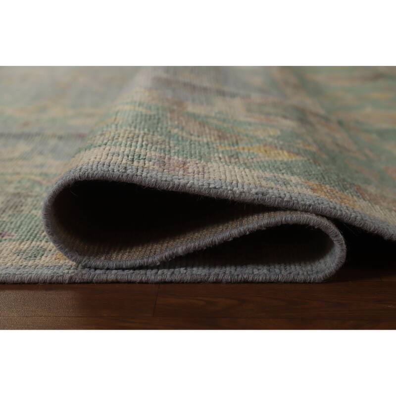 Hand Knotted Oriental 100% Wool Carpet Transitional All-Over Navy Blue & Blues Oushak Area Rug - 10' 2'' X 8' 5''