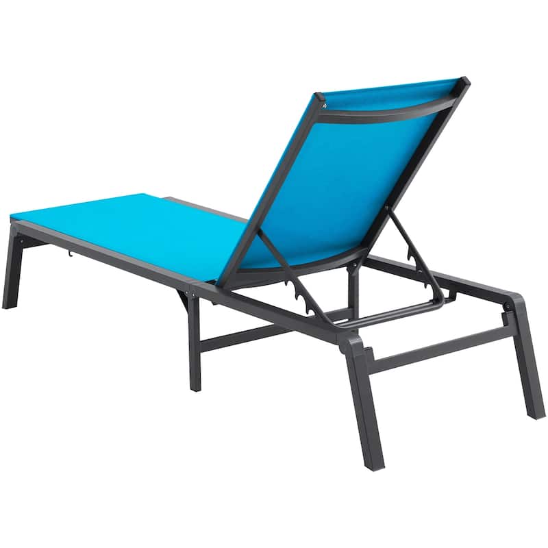 Chaise Lounge Chairs Outdoor, Aluminum Patio Lounge Chairs with Adjustable 5-Position, Folding Pool Lounge Chairs Recliner - Blue