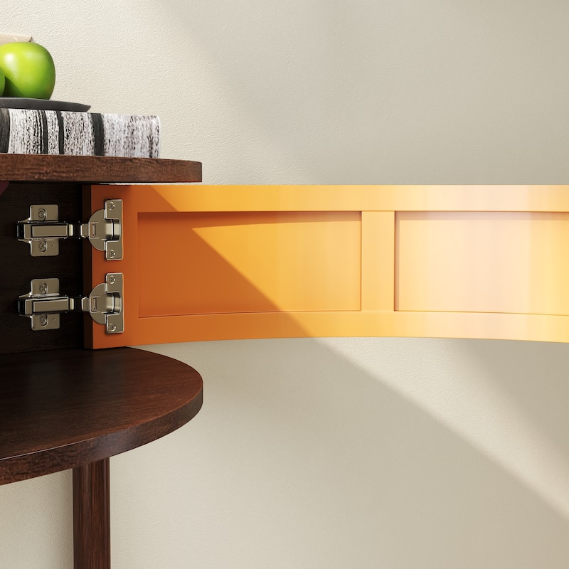 Artisan-Crafted Demi-Lune Console Table,Unique Half Moon Design End Table with 2 Drawers and Shelf