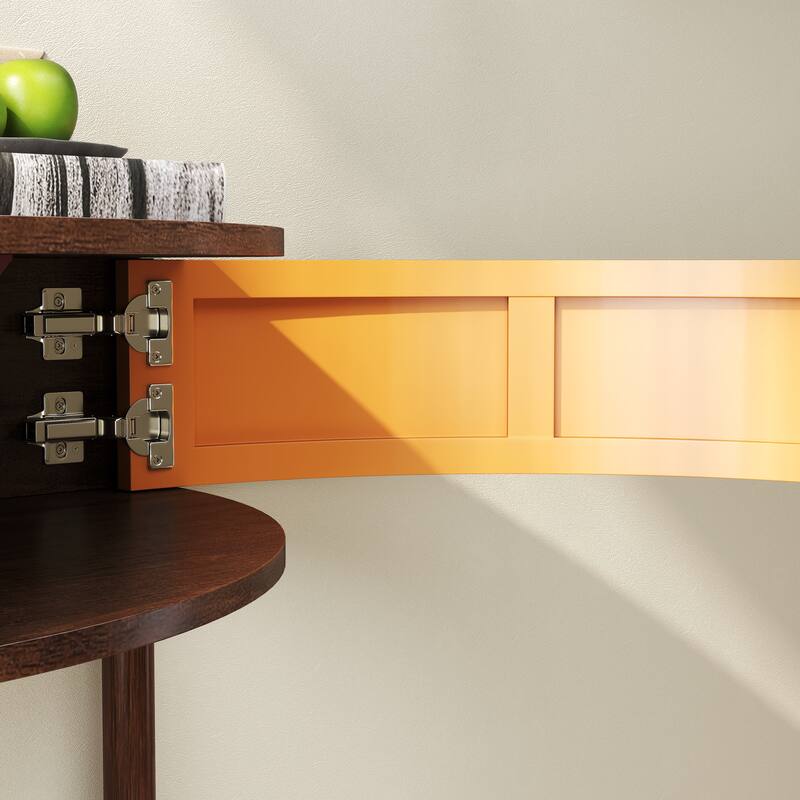 console table with two doors and open shelf