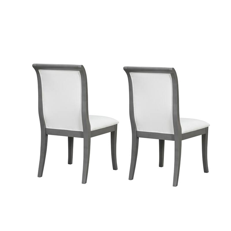 Modern Fabric Upholstered Dining Chairs with Oak Grey Finish and Hardwood Frame, for Dining Room or Kitchen, Set of 2