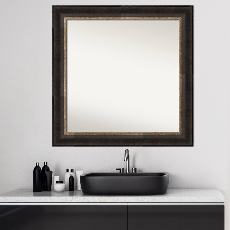 Non-Beveled Bathroom Wall Mirror - Varied Black Frame - Varied Black