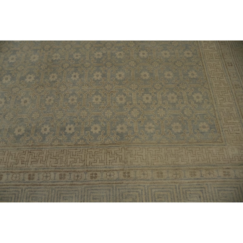 Hand Knotted Oriental 100% Wool Carpet Transitional All-Over Greys & Charcoal Khotan Area Rug - 10' 1'' X 8' 2''