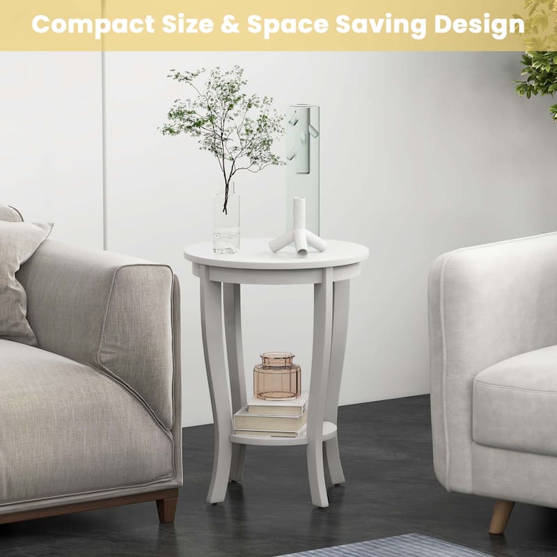 Costway 2-Tier End Table 18'' Round Compact Sofa Side Nightstand with - See Details