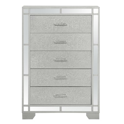 5-Drawer Wooden Bedroom Chest - 49" - Silver Champagne