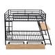 preview thumbnail 17 of 15, Full Size Metal Bunk Bed with Built-in Desk, Light and 2 Drawers