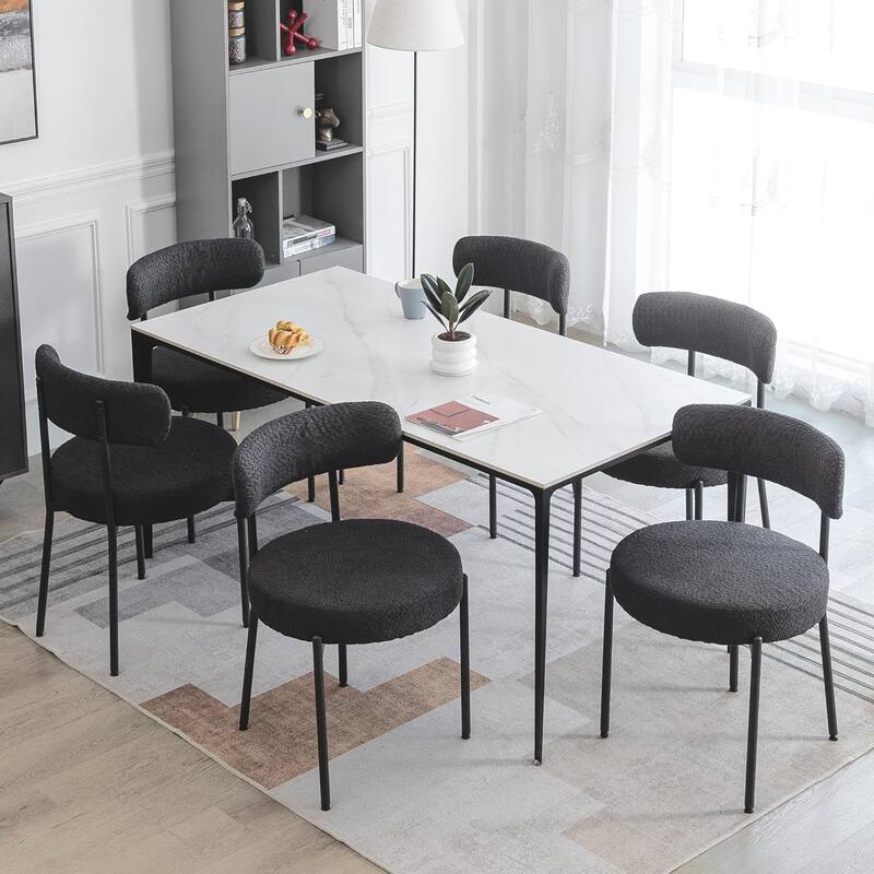 XINMICS Dining Chairs Set of 2/4/6, Mid Century Modern Upholstered Boucle Kitchen Dining Room Chairs