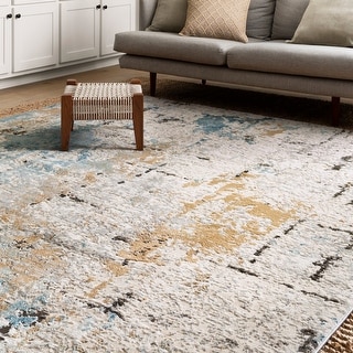 Alexander Home Keara Brushstroke Abstract Distressed Contemporary Rug