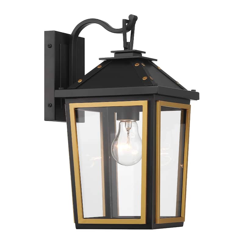 Crystorama Lighting Group HAW-601 Hawkins 14" Tall Outdoor Wall Sconce - Matte Black / Textured Gold