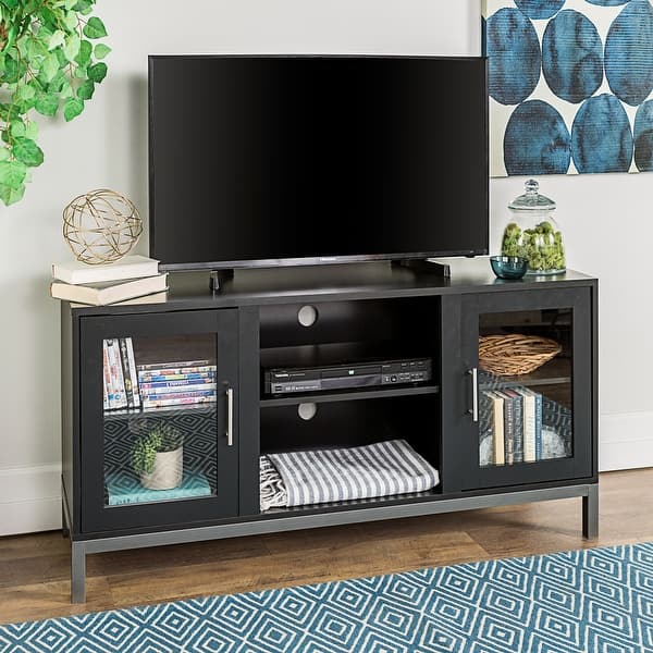 Porch Den Dart 52 Inch Tv Console With Metal Legs On Sale Overstock 22751389 Black A master of minimalism, the design's clean lines look cooler than ever. porch den dart 52 inch tv console