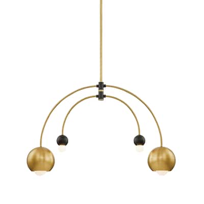 Mitzi by Hudson Valley Lighting Willow 4-light Aged Brass and Black Chandelier