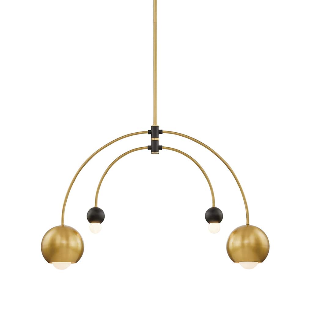 Mitzi by Hudson Valley Lighting Willow 4-light Aged Brass and Black Chandelier