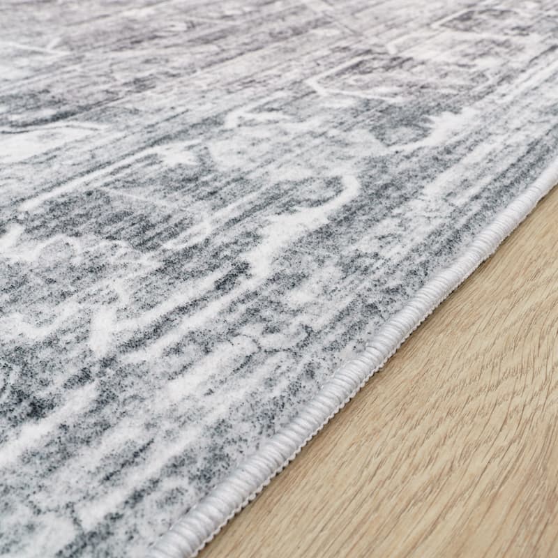 Modern Area Rug Bordered Classic Design in Vintage Look