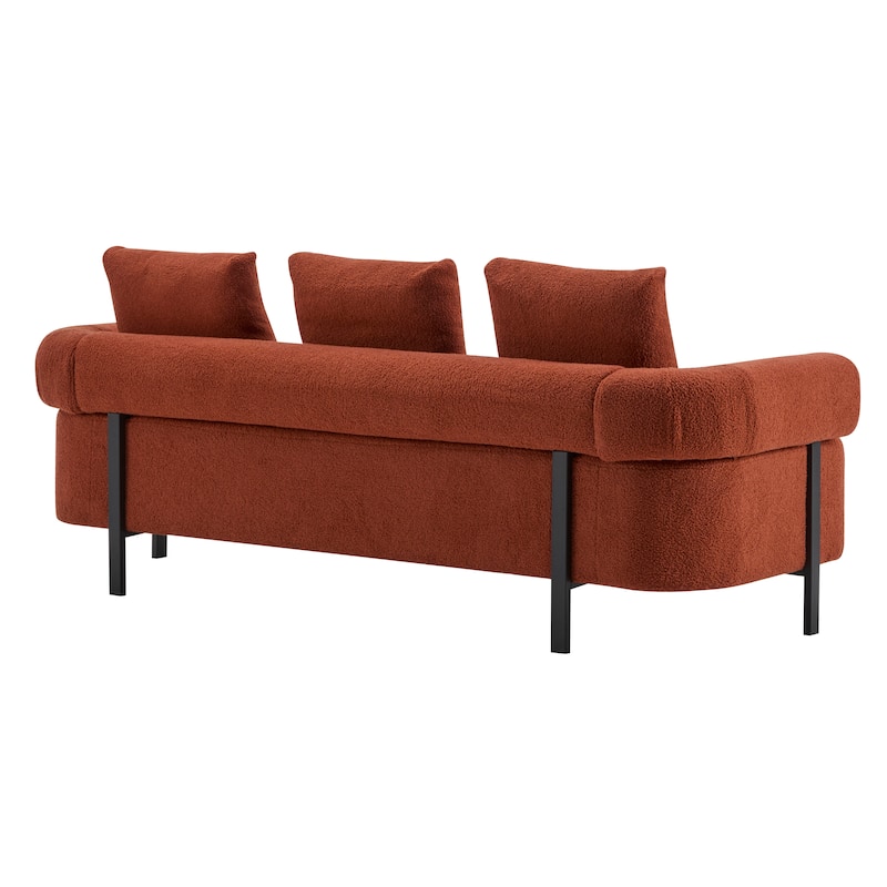 78" Modern 3-Seater Sofa Couch, Upholstered Sofa with Rolled Armrests & 3 Plush Pillows, Comfy Couch for Living Room, Bedroom