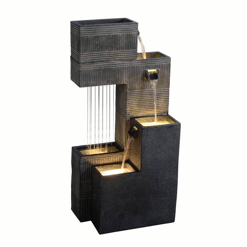 LED Lighted Outdoor Garden Fountain - 33.5" - Dark Gray