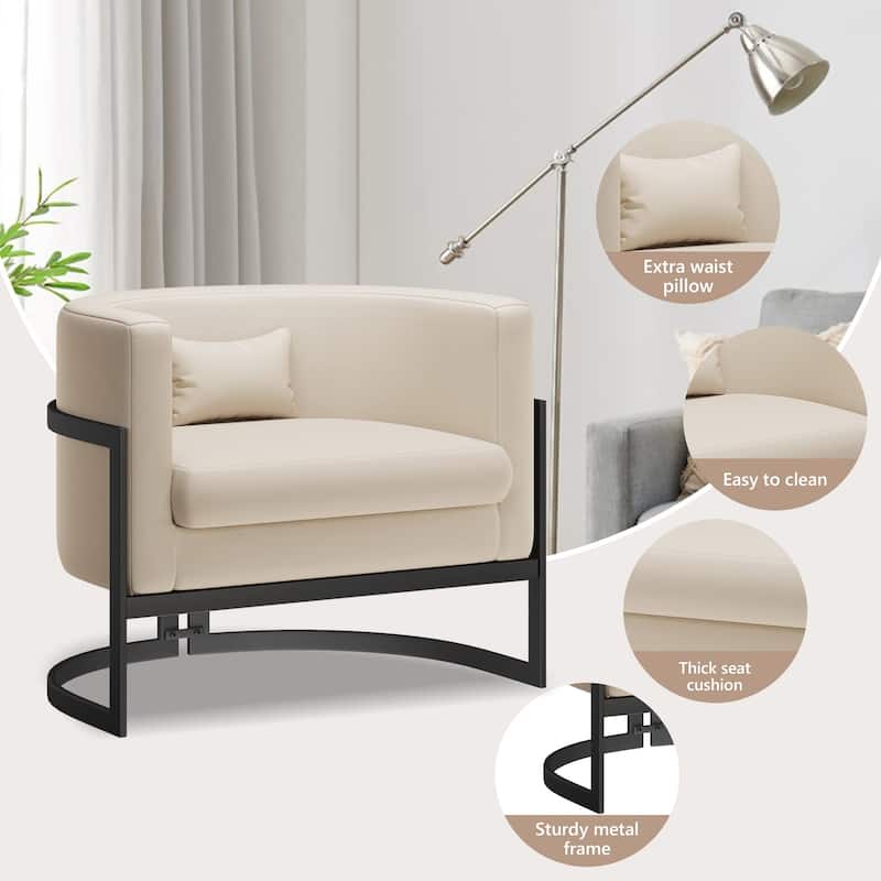 Accent Chair, Velvet Barrel Chair Modern Arm Chair for Living Room