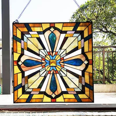 Gracewood Hollow Carunungan Mission-style Art Glass Window Pane