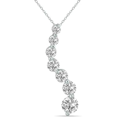 Marquee 1 CTW Lab Grown Diamond Journey Pendant in 14K White Gold