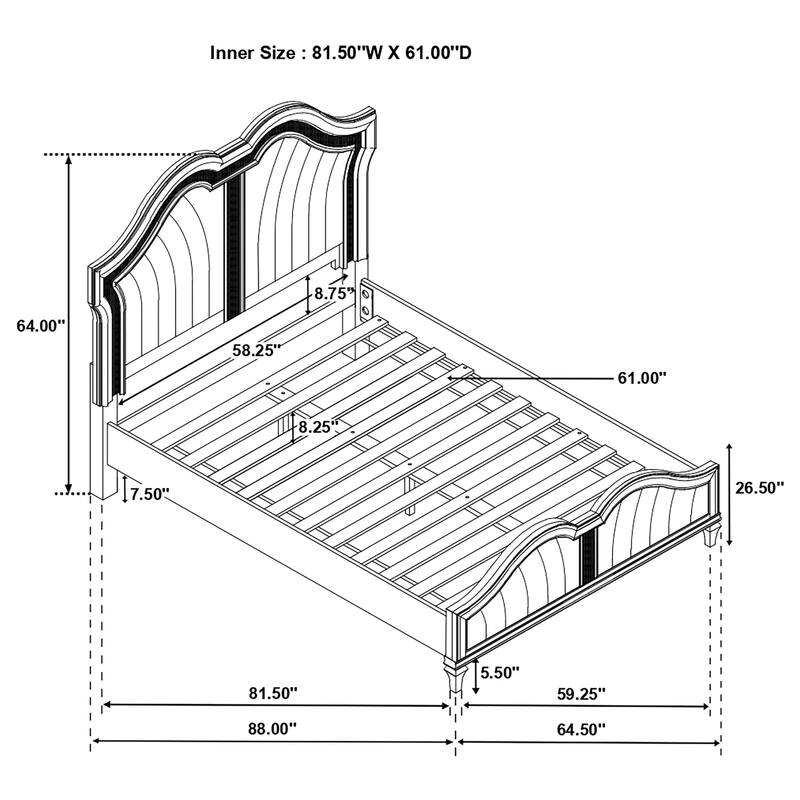 Evangeline Wood LED Platform Bed Silver Oak