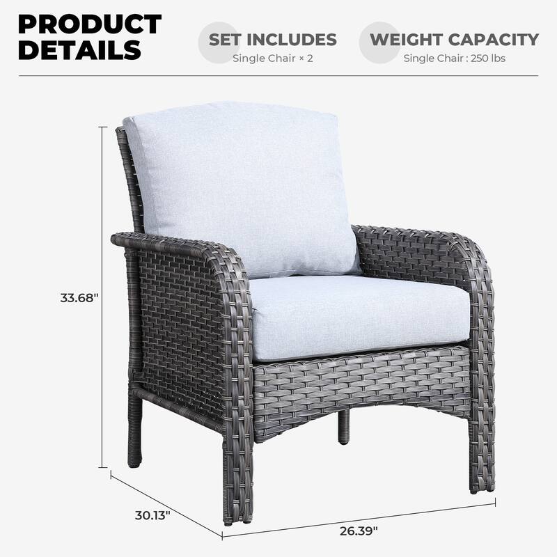 XIZZI Outdoor Patio Furniture Wicker Chair Set (Set of 2)