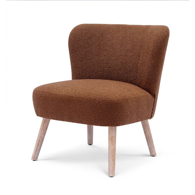 Boucle Polyester Upholstered Armless Accent Chair - Stain Resistant
